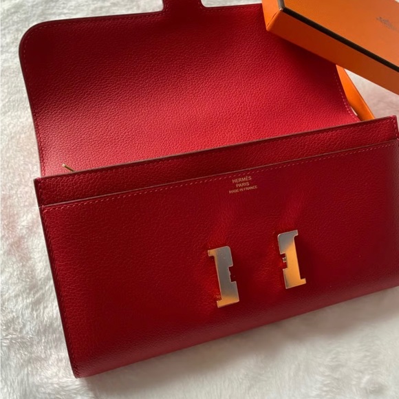 P-feuille Constance Long Veau Rouge Casaque - H Gold very good condition - Picture 3 of 4